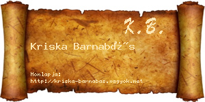 Kriska Barnabás névjegykártya