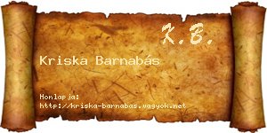 Kriska Barnabás névjegykártya